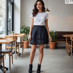 LOFT Black Sequin Mini Skirt 00p